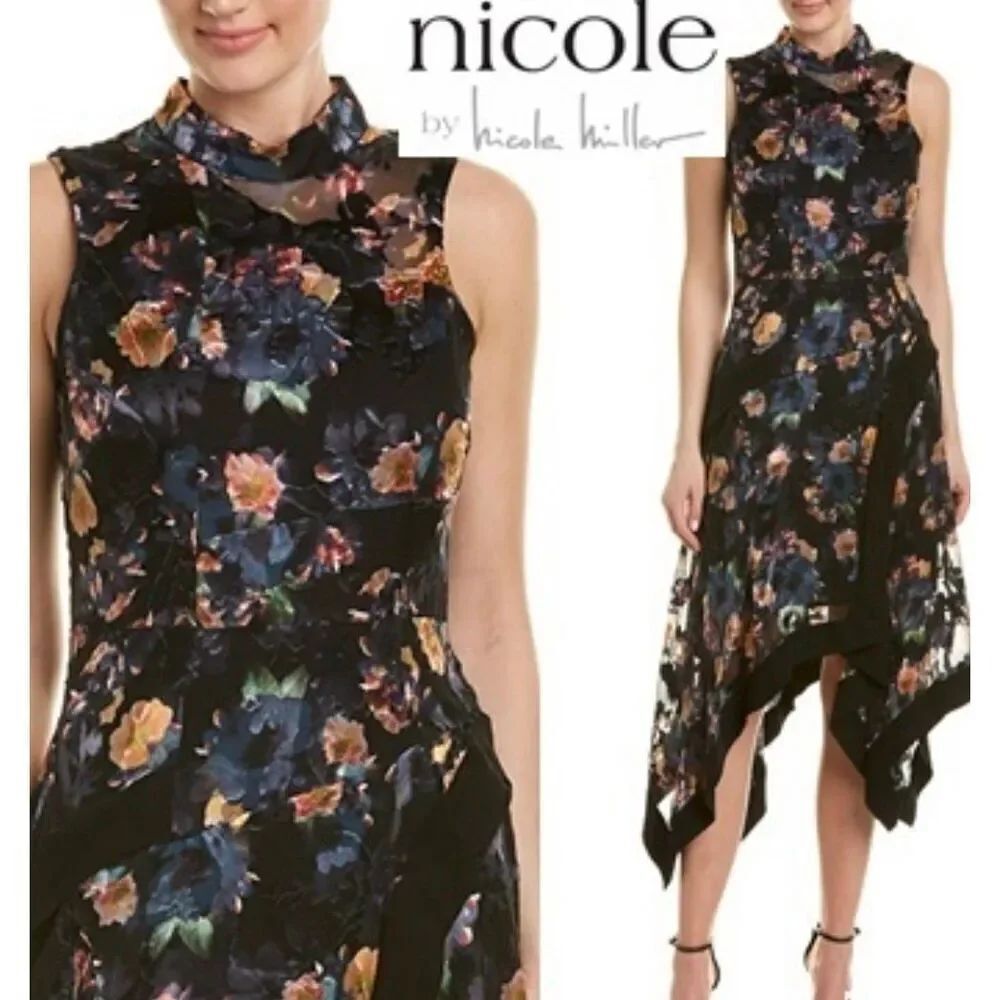 Nicole Miller silk floral maxi dress